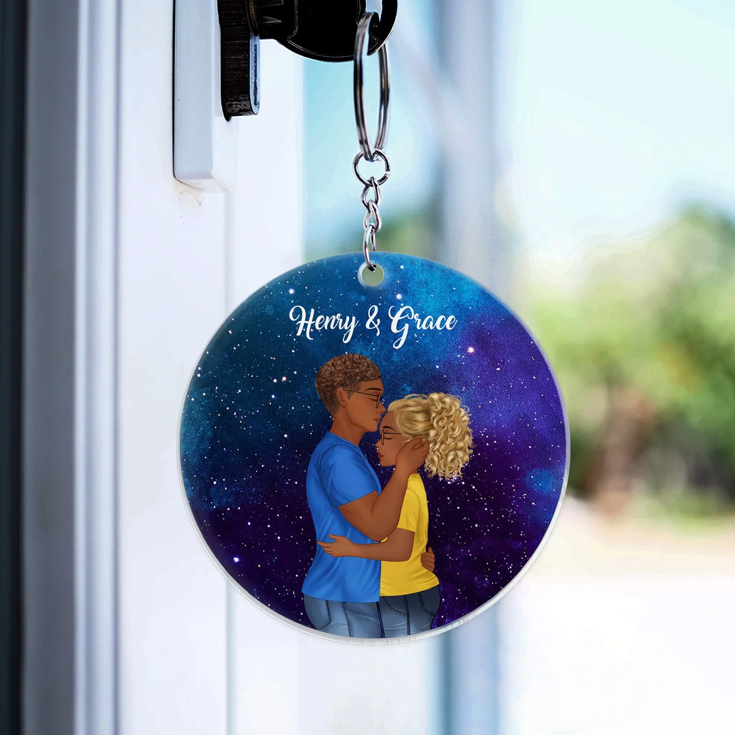 Star Map The Night We Met - Gift For Couples - Personalized Acrylic Keychain - Image 3