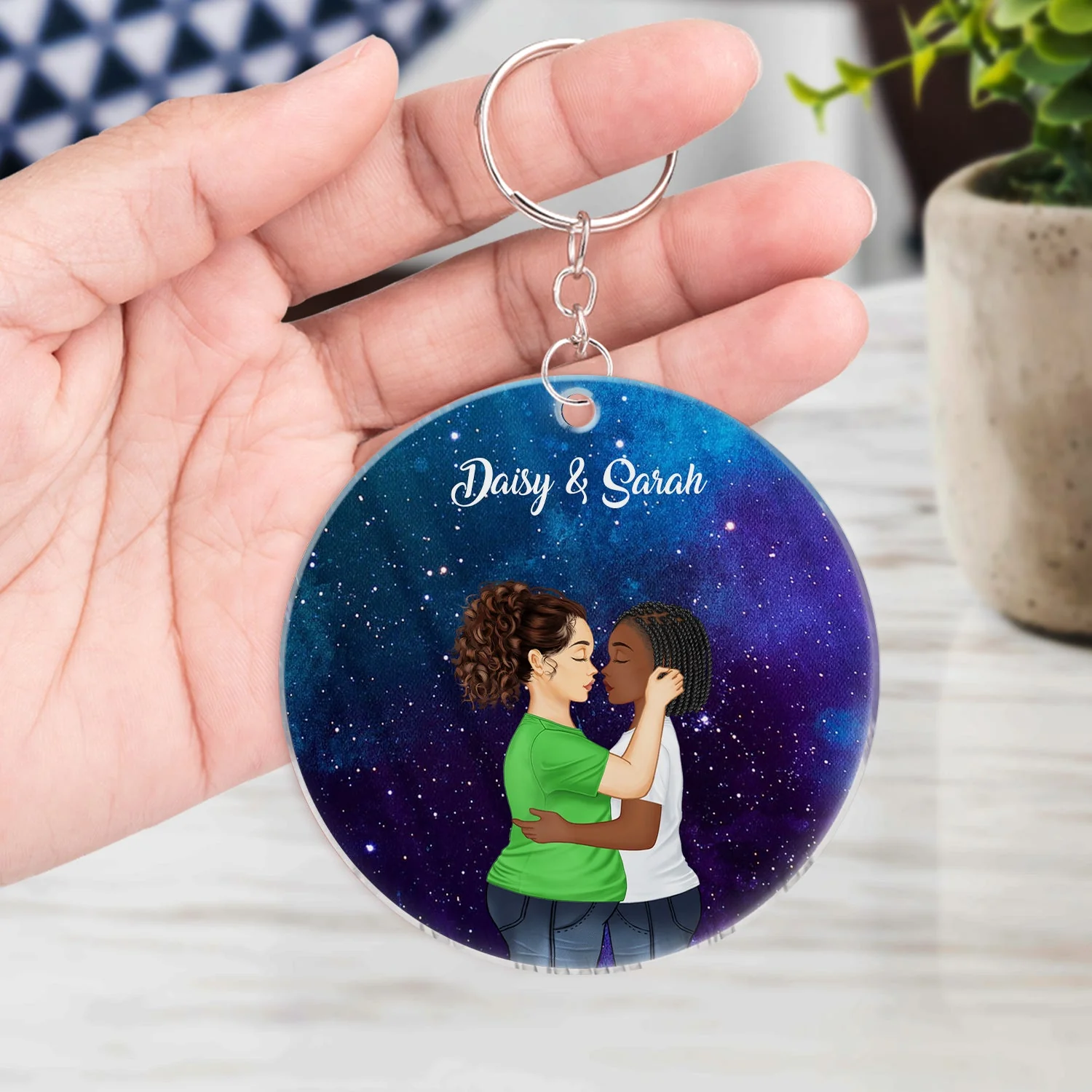 Star Map The Night We Met - Gift For Couples - Personalized Acrylic Keychain - Image 4