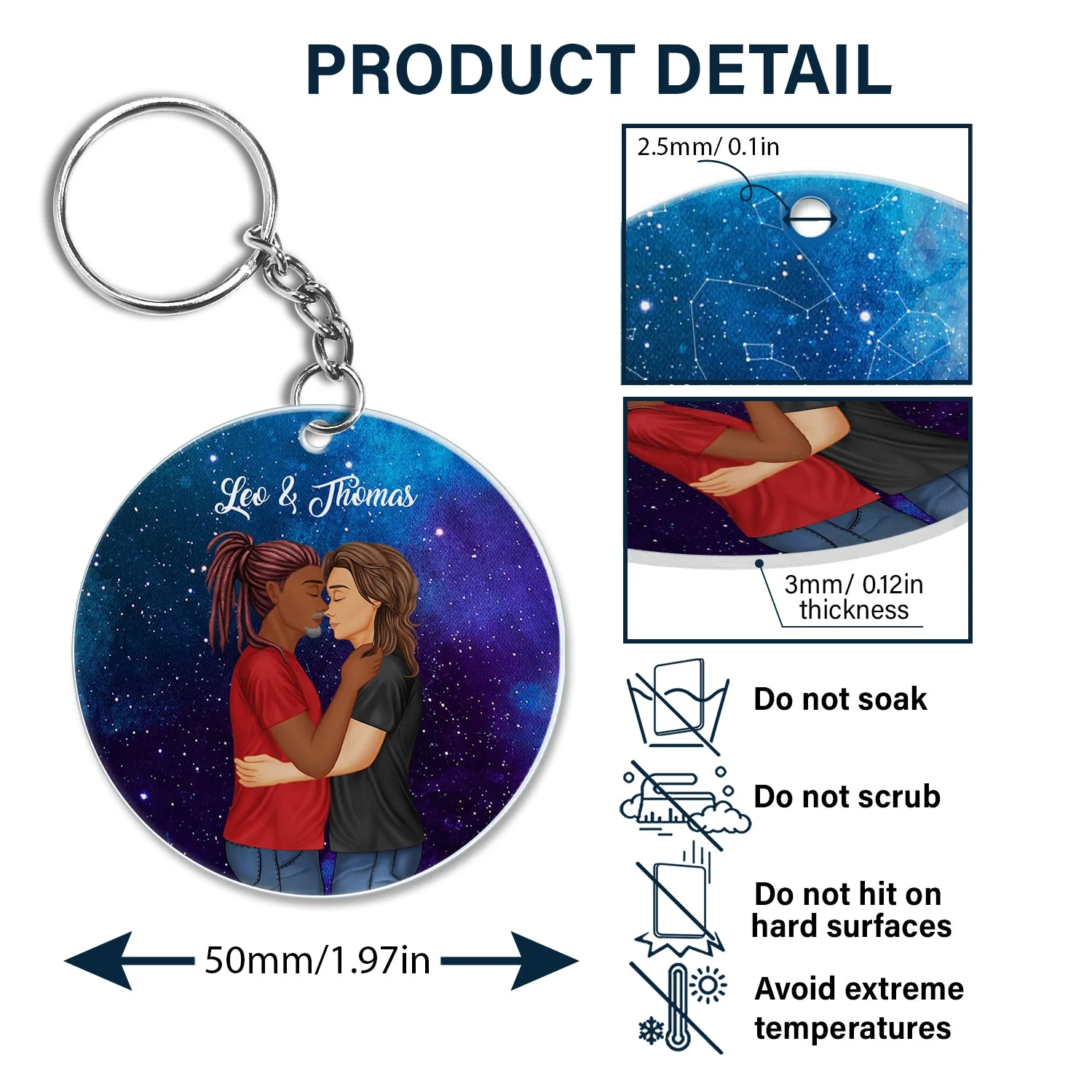 Star Map The Night We Met - Gift For Couples - Personalized Acrylic Keychain - Image 5