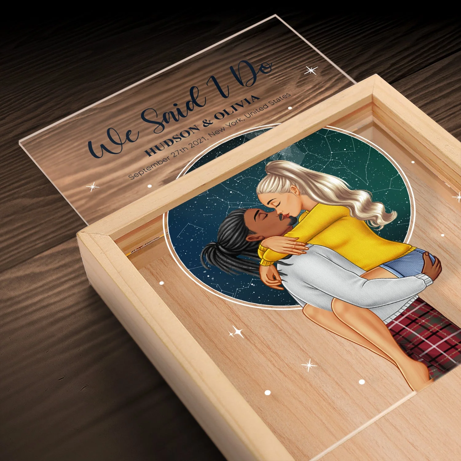 Star Map The Night We Met - Gift For Couples - Personalized Picture Frame Light Box - Image 4