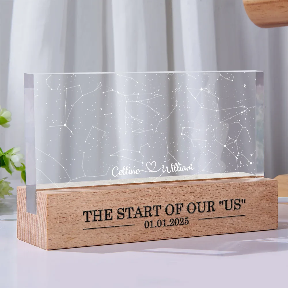 Star Map The Start Of Our Us Couple - Personalized Rectangle LED Light - Image 2