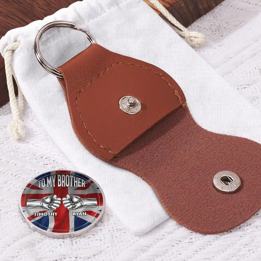 Star & Stripes Once A Brother Always A Brother - Personalized Leather Pocket Hug - Image 2