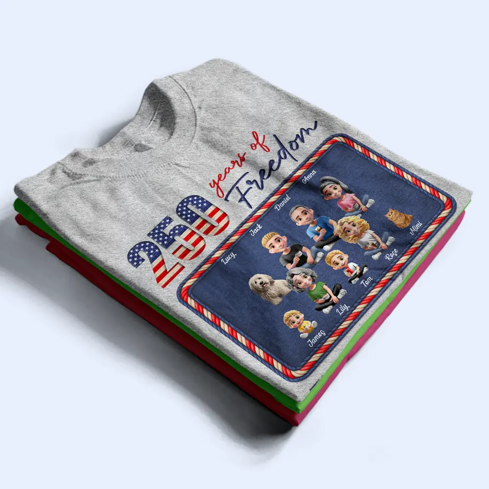 Stars And Stripes American Family 250 Years Of Freedom - Personalized T Shirt - Image 3