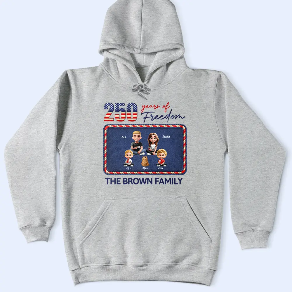 Stars And Stripes American Family 250 Years Of Freedom - Personalized T Shirt - Image 5