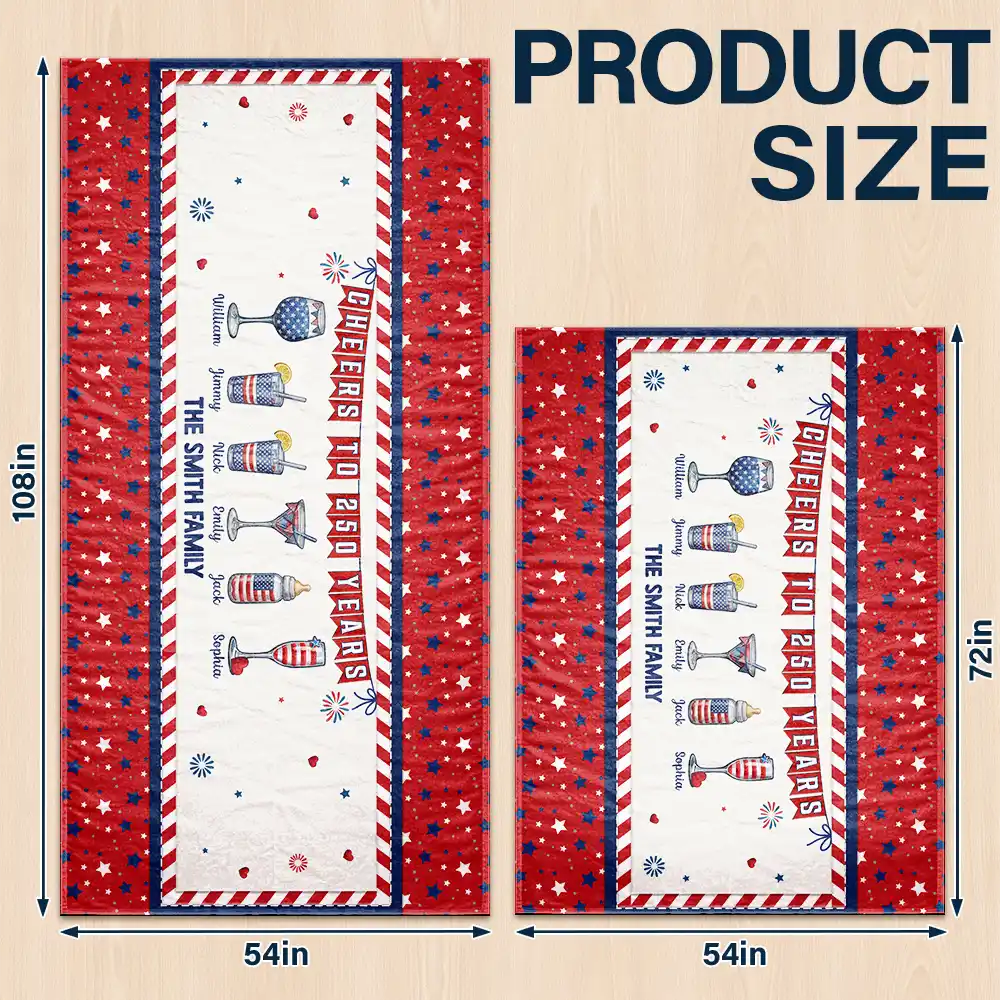 Stars And Stripes America Cheers To 250 Years - Personalized Tablecloth - Image 3