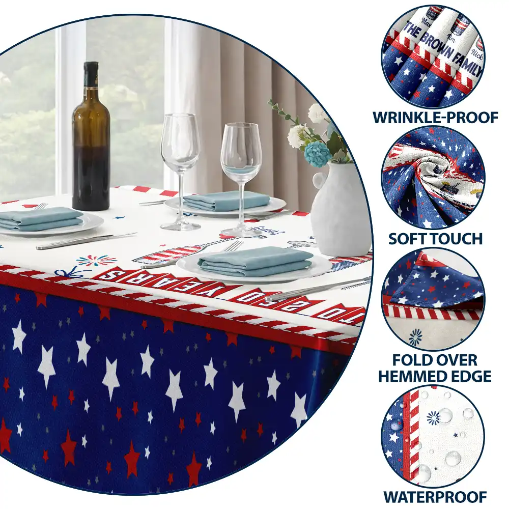Stars And Stripes America Cheers To 250 Years - Personalized Tablecloth - Image 4