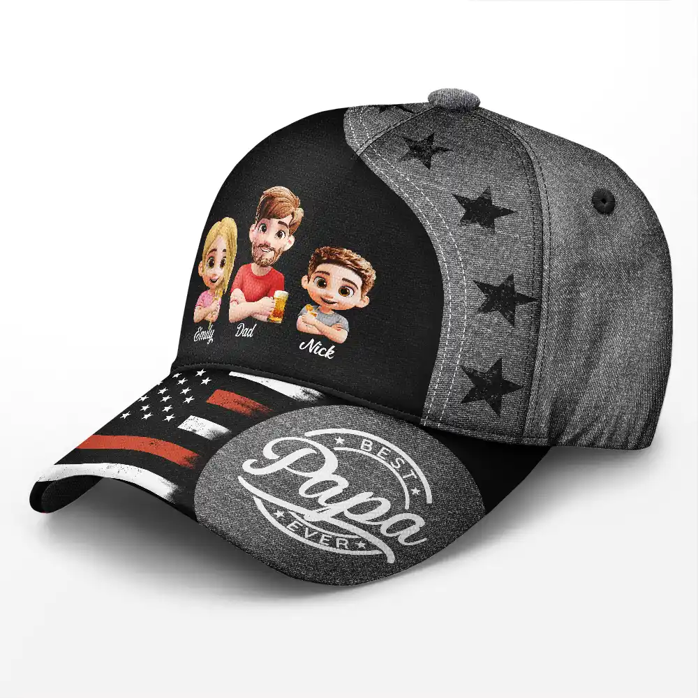 Stars And Stripes Best Dad Ever - Personalized Classic Cap - Image 2