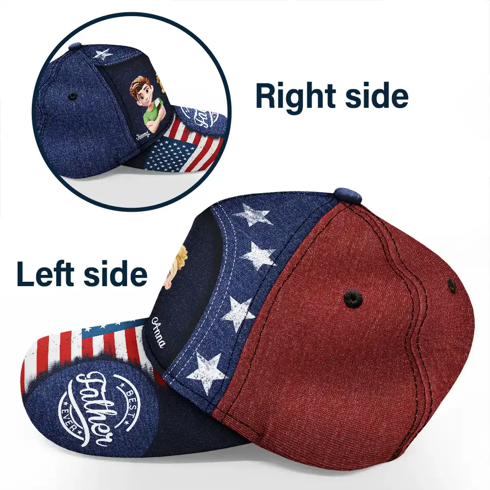 Stars And Stripes Best Dad Ever - Personalized Classic Cap - Image 3