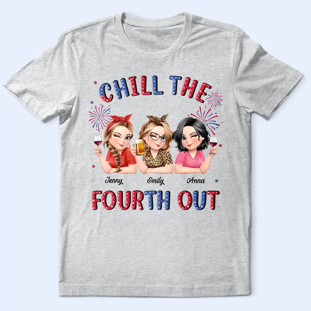 Stars And Stripes Chill The Fourth Out - Personalized T Shirt - Image 2