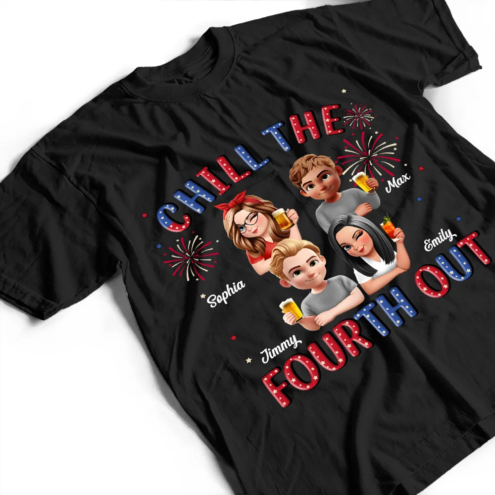 Stars And Stripes Chill The Fourth Out - Personalized T Shirt - Image 4