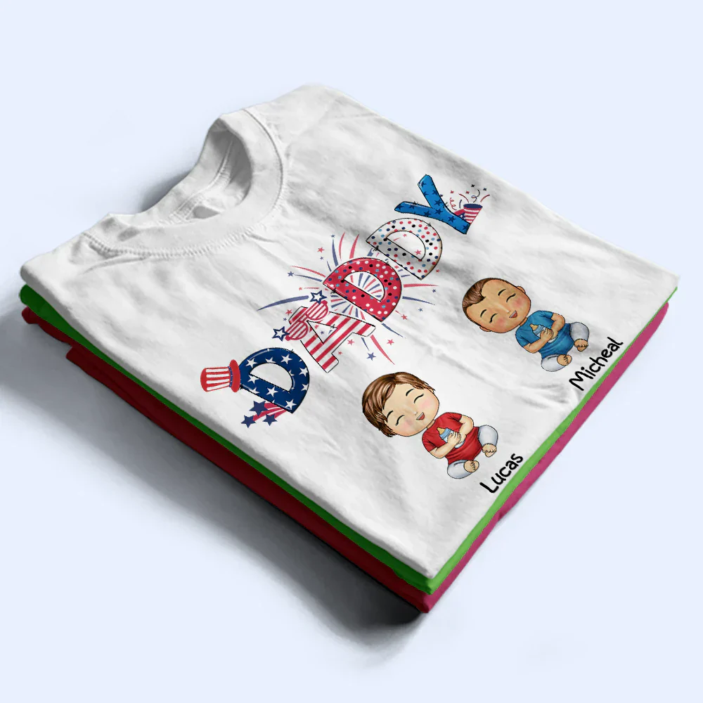 Stars And Stripes Daddy Papa Mommy Nana - Personalized T Shirt - Image 2