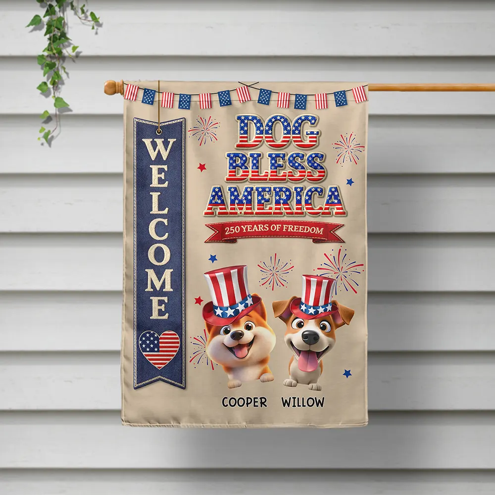 Stars And Stripes Dog Bless America - Personalized Flag - Image 2