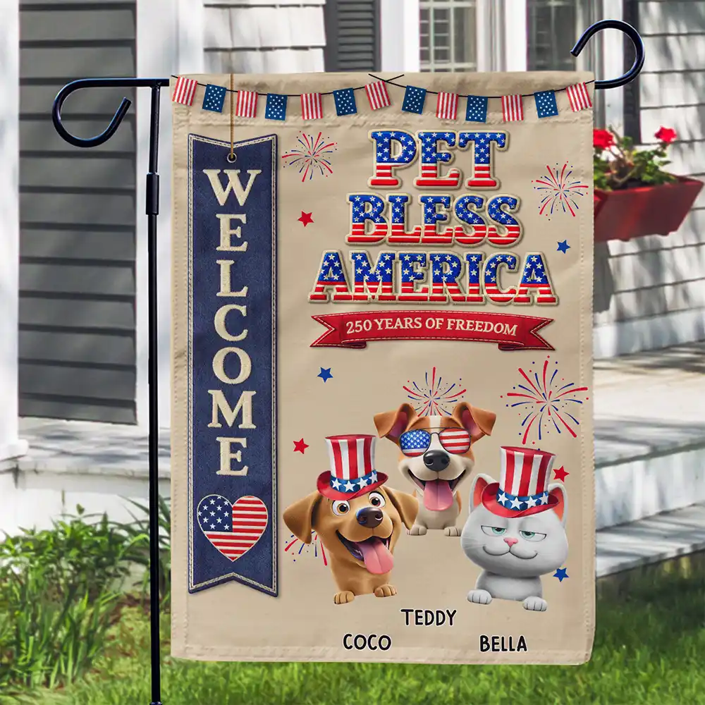 Stars And Stripes Dog Bless America - Personalized Flag - Image 3