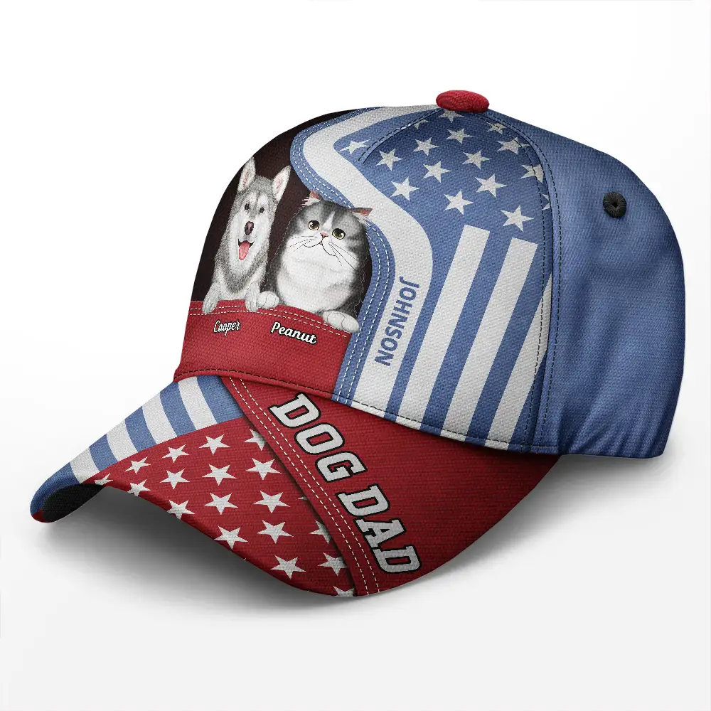 Stars And Stripes Dog Dad Pet Father - Personalized Classic Cap - Image 2