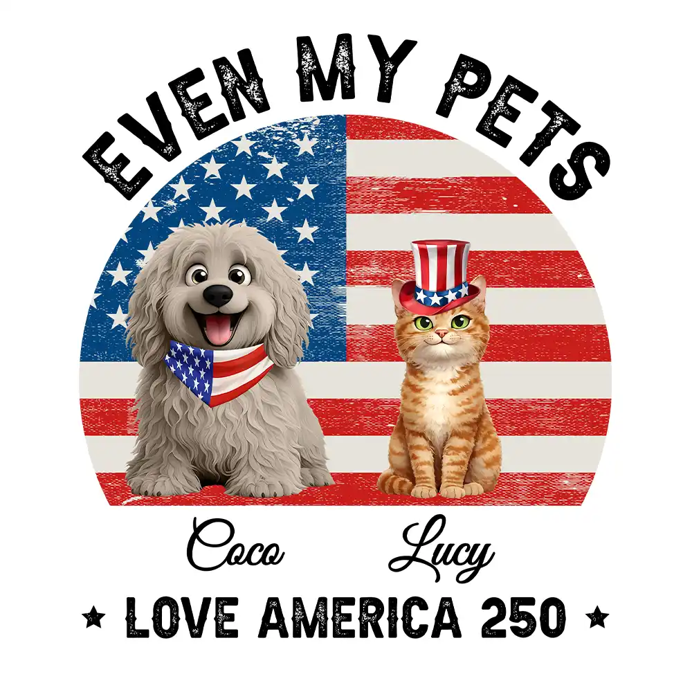 Stars And Stripes Even My Dog Loves America 250 - Personalized Decor Decal - Image 2