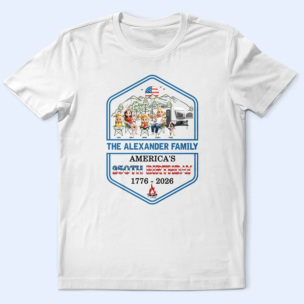 Stars And Stripes Family Camping - Personalized T Shirt