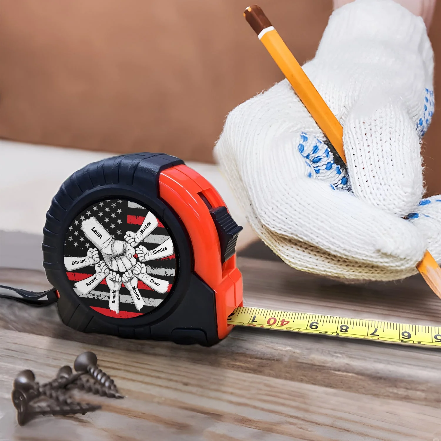 Stars And Stripes, Fist Bump - Birthday, Loving Gift For Dad, Father, Grandfather, Grandpa - Personalized Tape Measure - Image 4