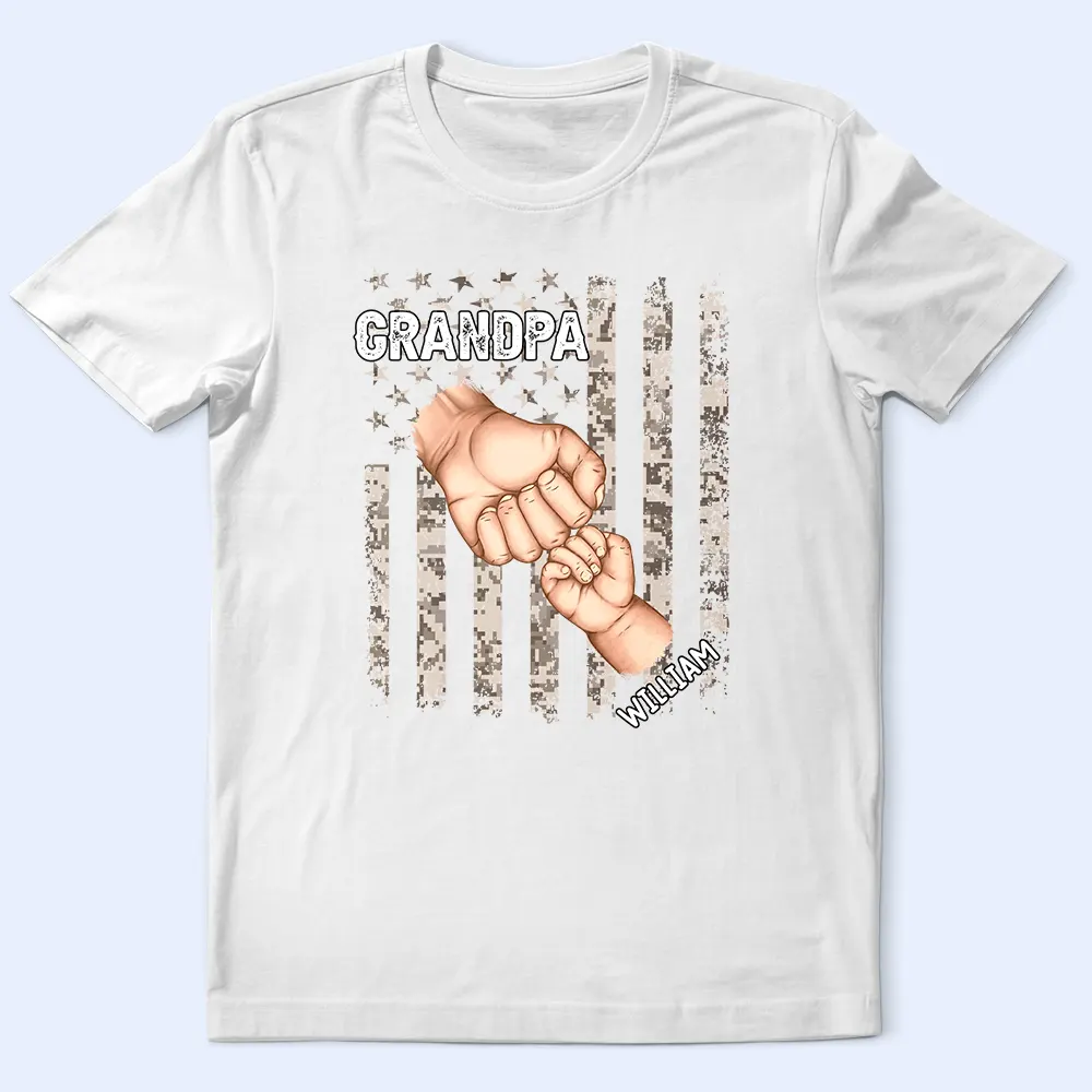 Stars And Stripes Grandpa Is Like Dad Without Rules Fist Bump - Personalized T Shirt - Image 2
