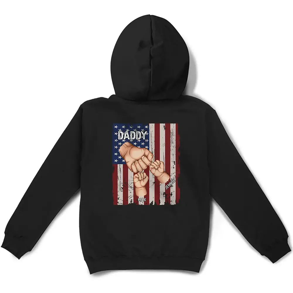 Stars And Stripes Grandpa Is Like Dad Without Rules Fist Bump With Kids - Personalized T Shirt - Image 4