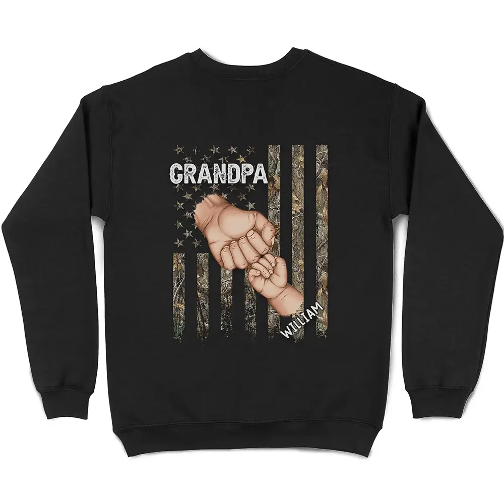 Stars And Stripes Grandpa Is Like Dad Without Rules Fist Bump With Kids - Personalized T Shirt - Image 5