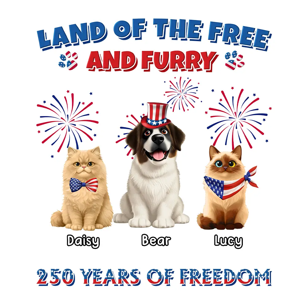 Stars And Stripes Land Of The Free And Furry - Personalized Decor Decal - Image 2