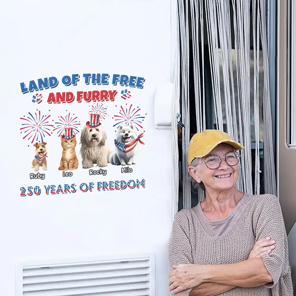 Stars And Stripes Land Of The Free And Furry - Personalized Decor Decal - Image 5