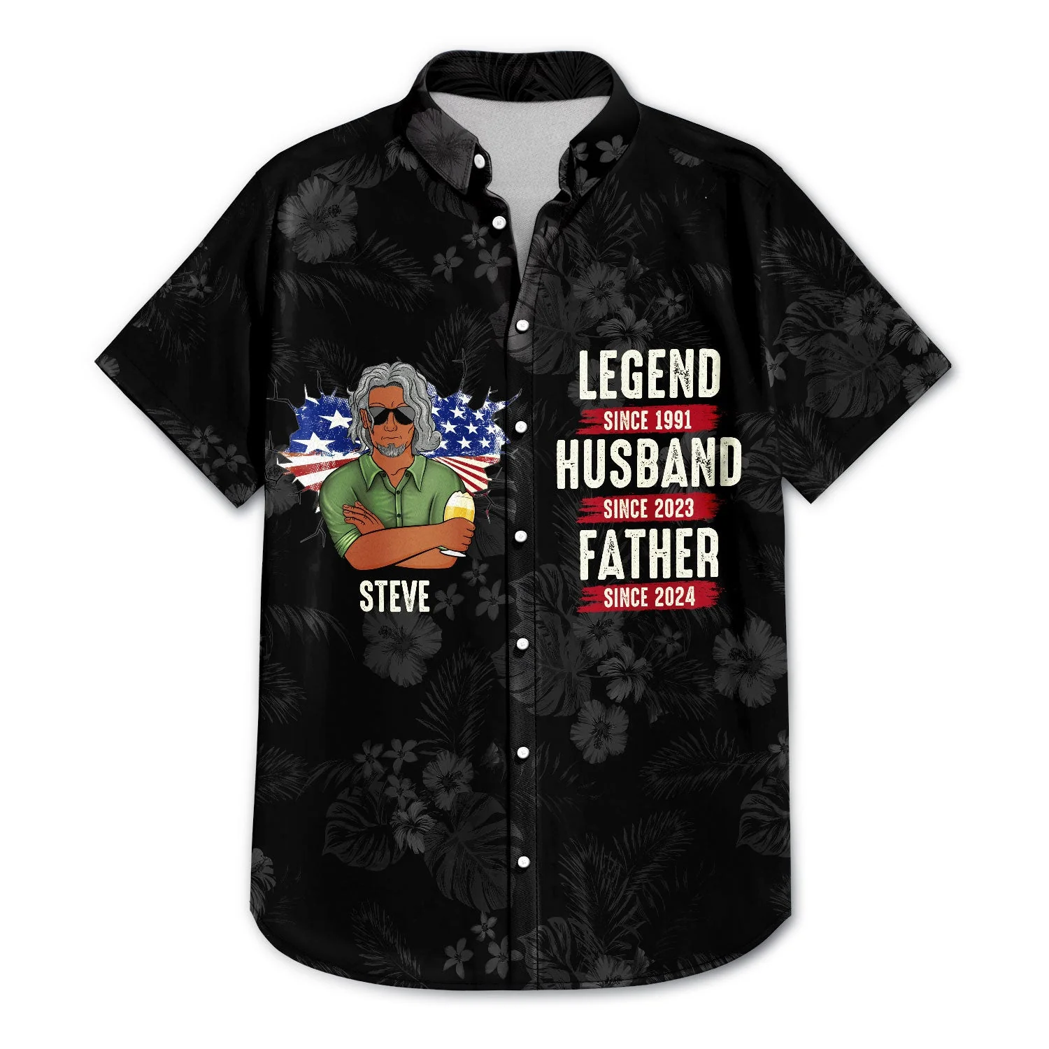 Stars And Stripes, Legend Husband Father Grandpa - Gift For Dad, Daddy, Grandfather - Personalized Hawaiian Shirt - Image 3