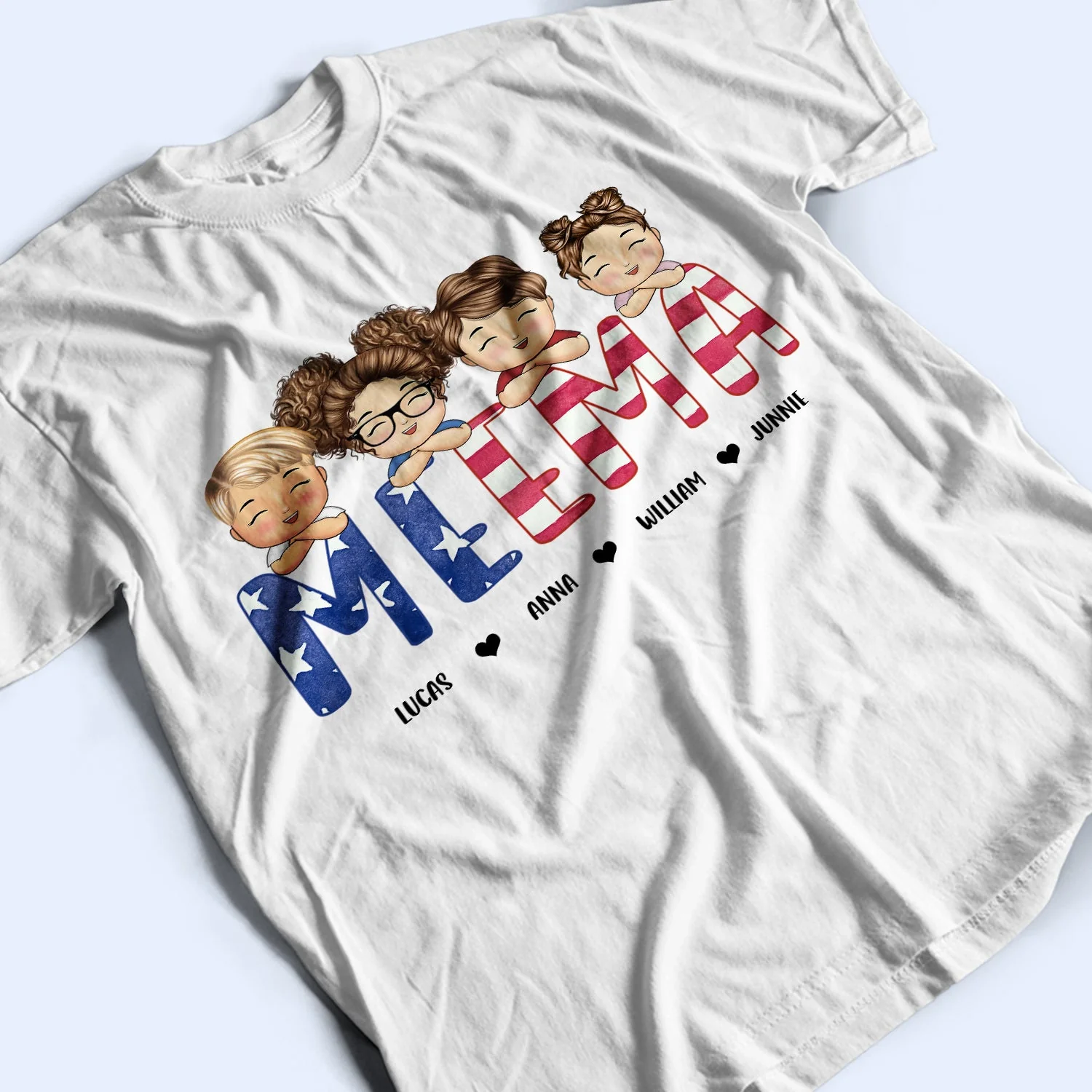 Stars And Stripes Nana Title - Birthday, Loving Gift For Mom, Mother, Mama, Grandma, Grandmother - Personalized Custom T Shirt - Image 3