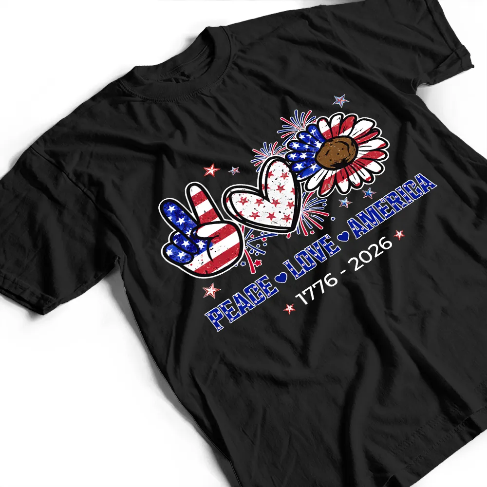 Stars And Stripes Peace Love America - T Shirt - Image 4