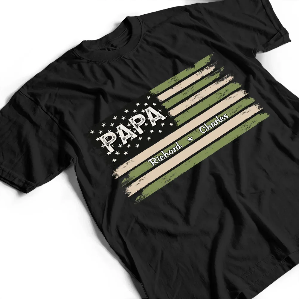 Stars And Stripes Proud To Be Merica Papa - Personalized T Shirt - Image 4