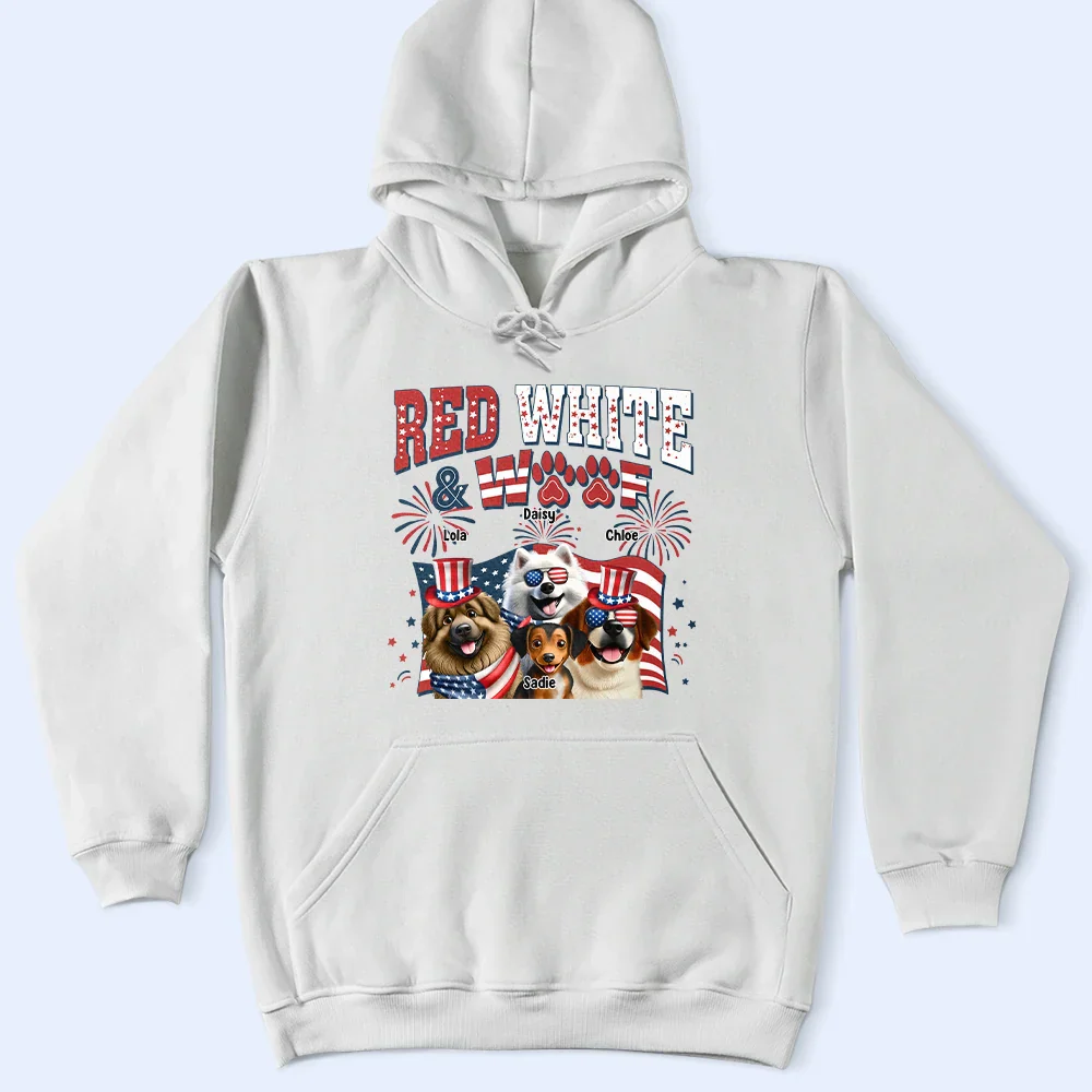Stars And Stripes Red White & Woof - Personalized T Shirt - Image 4