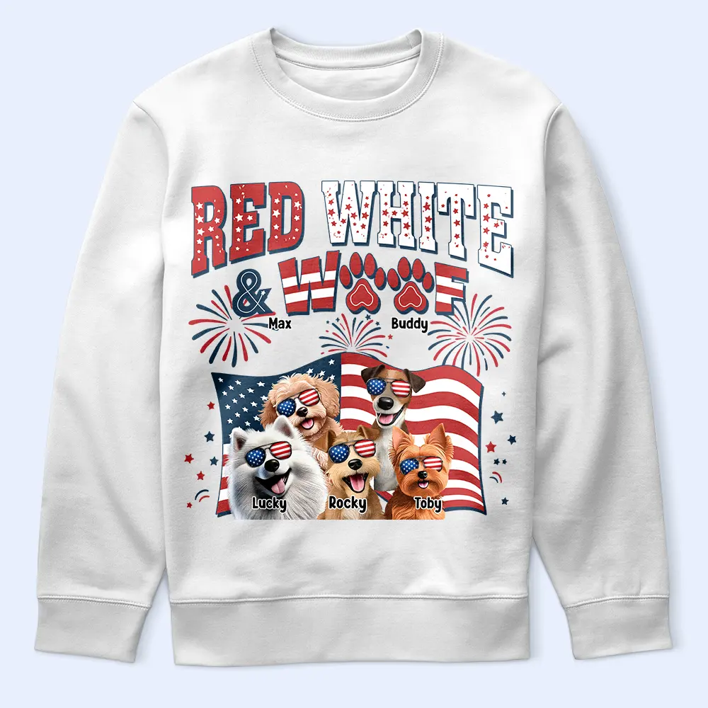Stars And Stripes Red White & Woof - Personalized T Shirt - Image 5