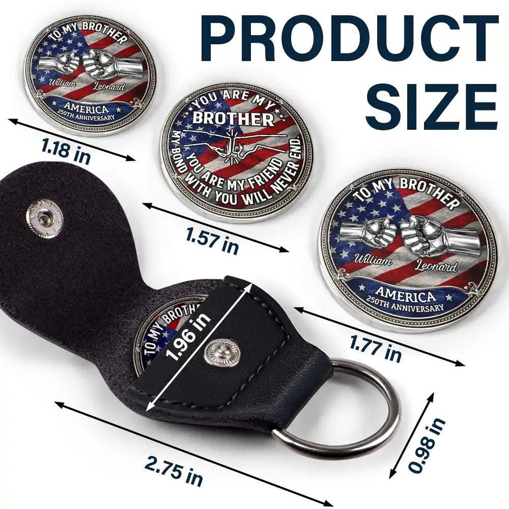 Stars And Stripes Thanks For Being My Dad - Personalized Leather Pocket Hug - Image 5