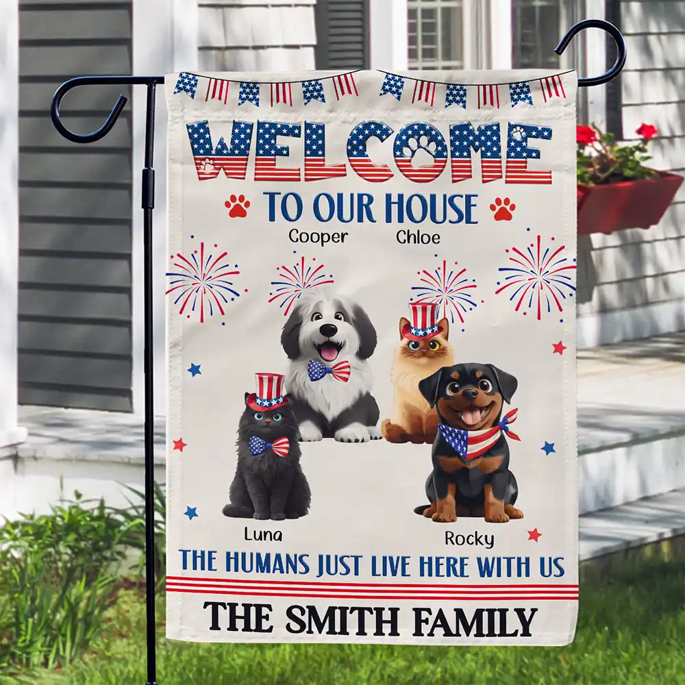 Stars And Stripes Welcome To Our House - Personalized Flag - Image 3