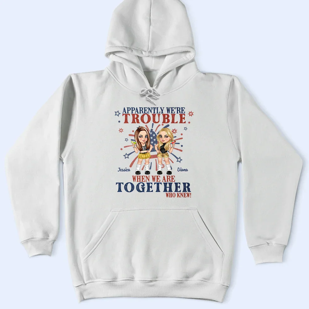 Stars And Stripes We're Trouble When We Are - Personalized T Shirt - Image 4