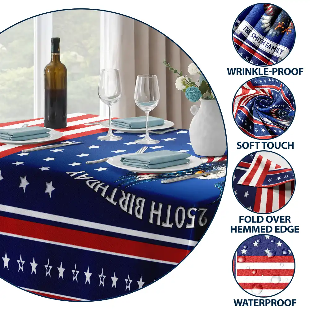 Stars Pattern 250 Years Of Freedom - Personalized Tablecloth - Image 4