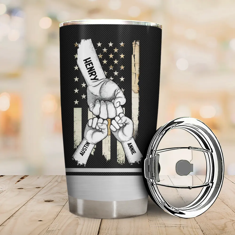 Stars & Striped Best Dad Ever - Personalized Tumbler - Image 2