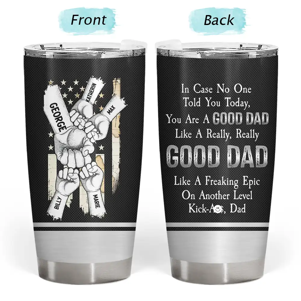 Stars & Striped Best Dad Ever - Personalized Tumbler - Image 3