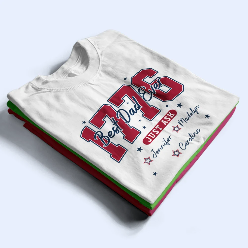 Stars & Stripes Best Dad Ever - Personalized T Shirt - Image 2