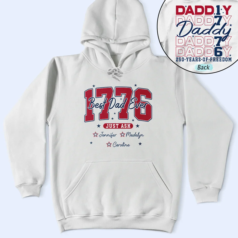 Stars & Stripes Best Dad Ever - Personalized T Shirt - Image 4