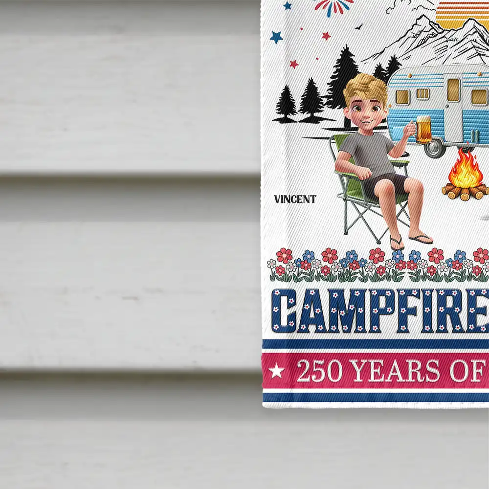 Stars & Stripes & Campfire Nights - Personalized Flag - Image 4