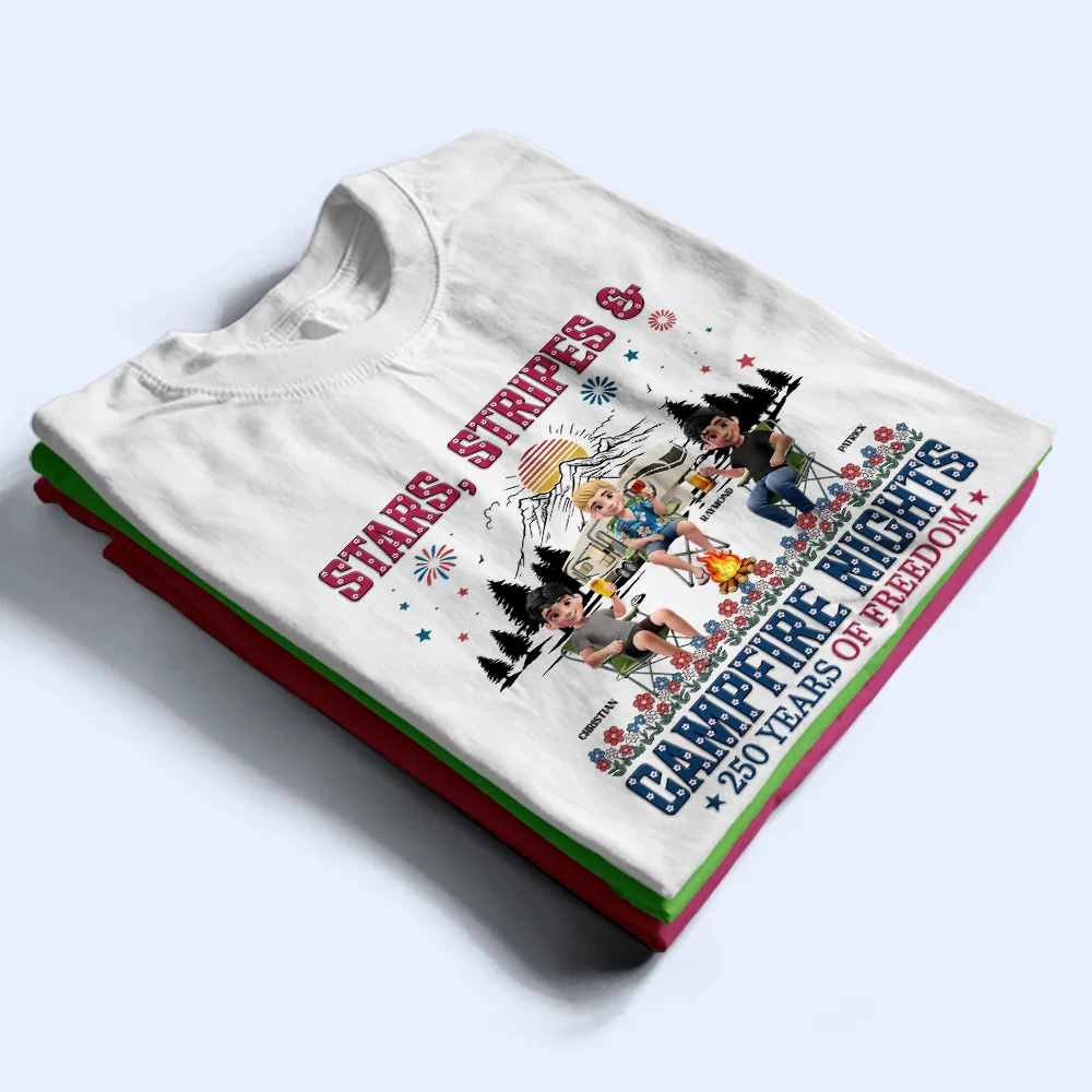 Stars & Stripes & Campfire Nights - Personalized T Shirt - Image 2