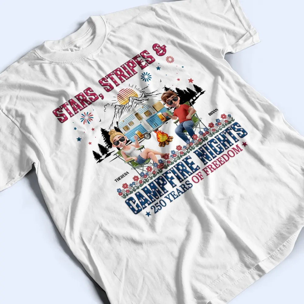 Stars & Stripes & Campfire Nights - Personalized T Shirt - Image 3