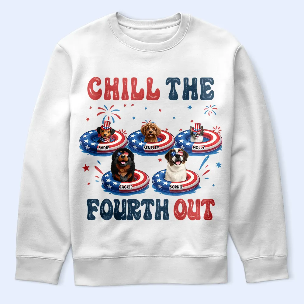 Stars & Stripes Chill The Fourth Out 3D Effect Dog - Personalized T Shirt - Image 5