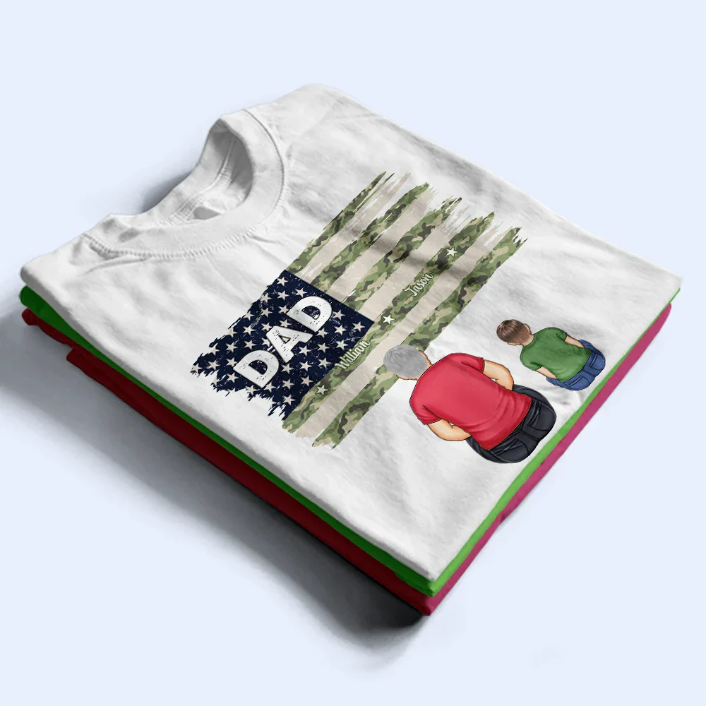 Stars & Stripes Dad Grandpa Names - Personalized T Shirt - Image 2