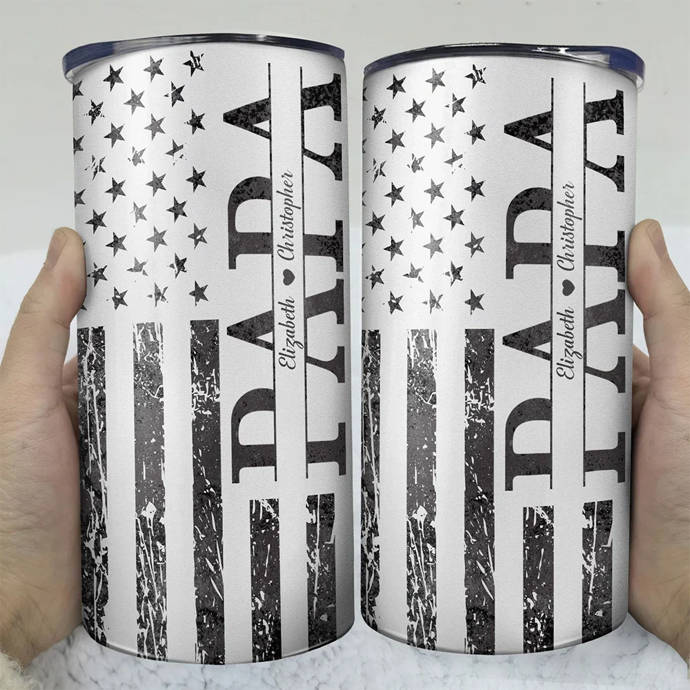 Stars & Stripes Dad Grandpa We Love You - Personalized 4 In 1 Can Cooler Tumbler - Image 3