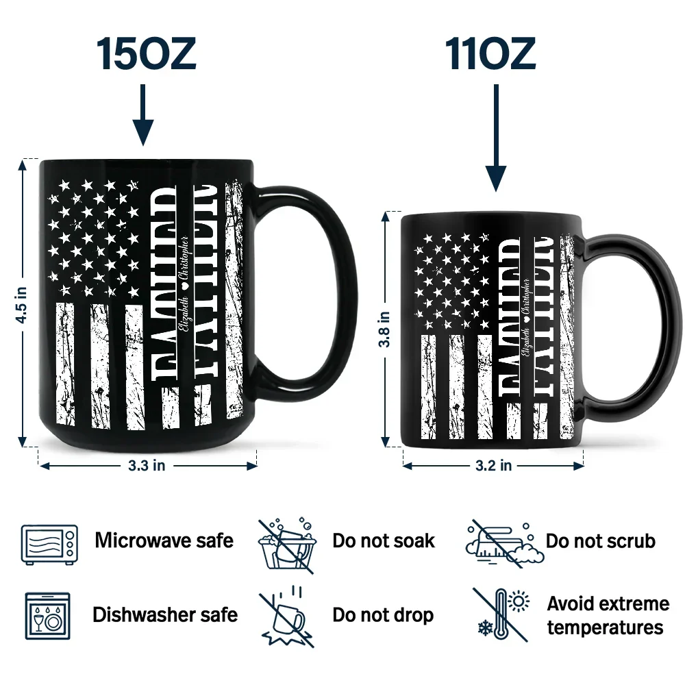 Stars & Stripes Dad Grandpa We Love You - Personalized Black Mug - Image 4