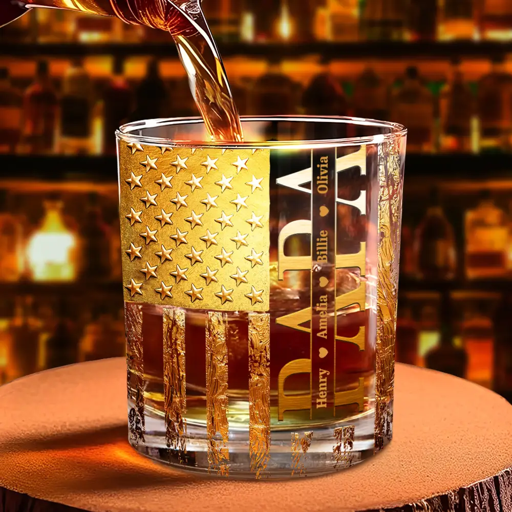 Stars & Stripes Dad - Personalized Whiskey Glass - Image 4