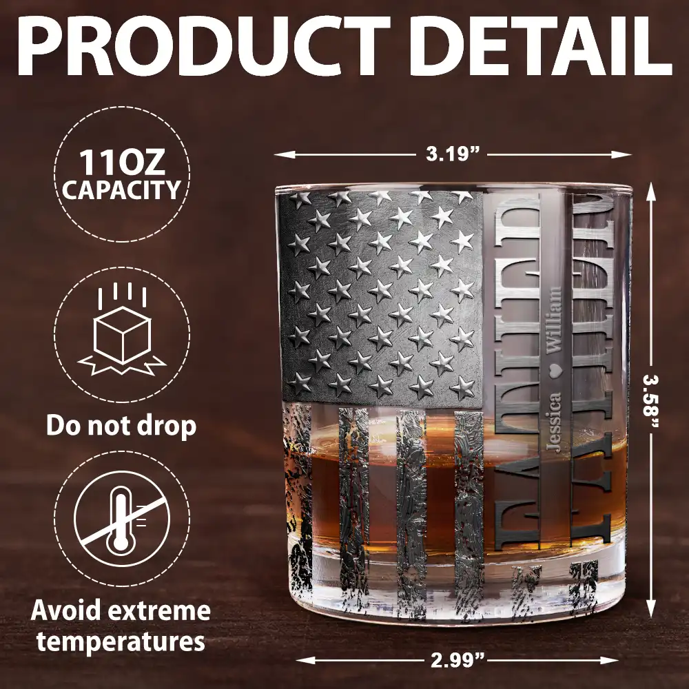 Stars & Stripes Dad - Personalized Whiskey Glass - Image 5