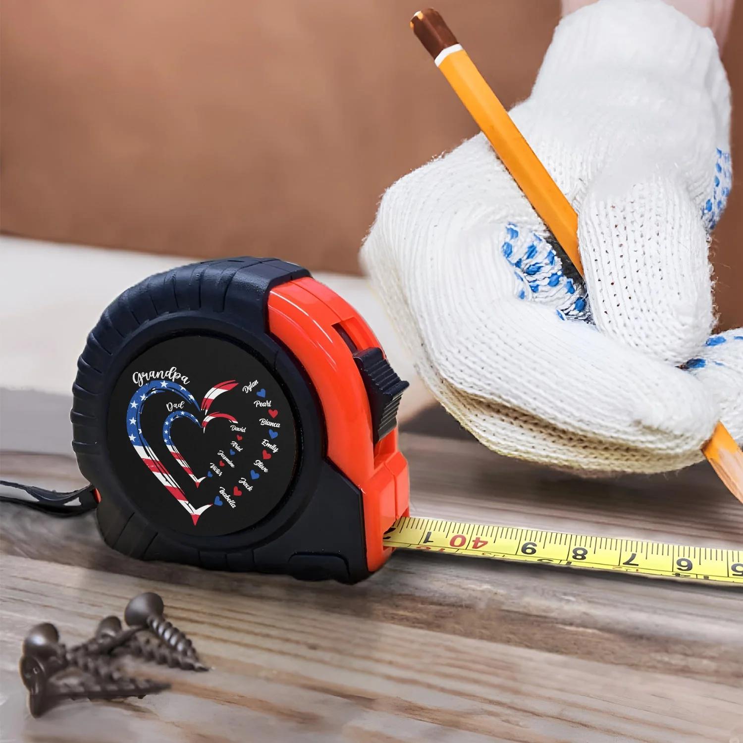 Stars & Stripes, Dad's Grandpa's Sweethearts - Gift For Father, Grandfather - Personalized Tape Measure - Image 4